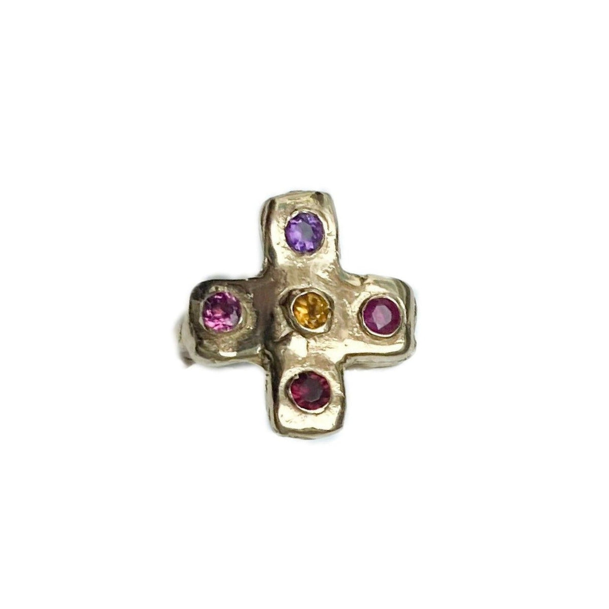 Precious cross stone ring