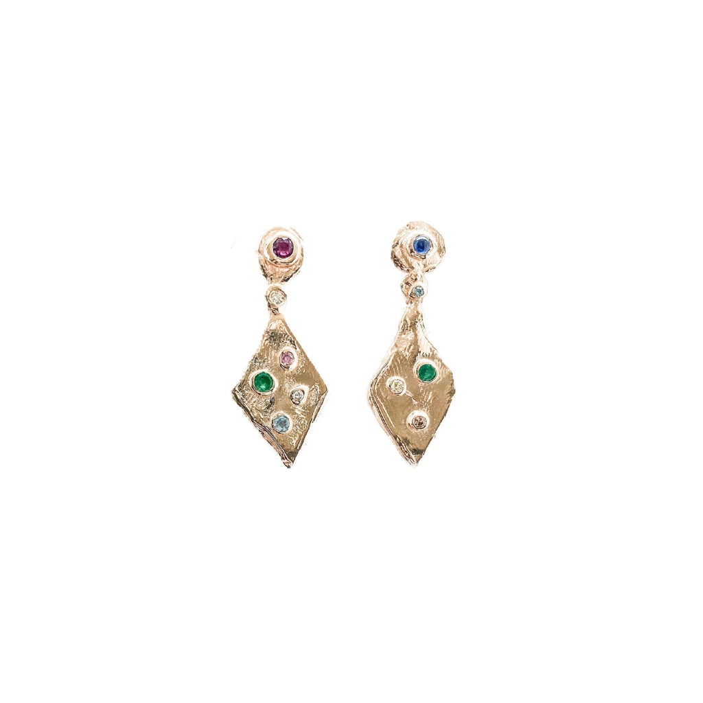 Double lucky diamond earrings
