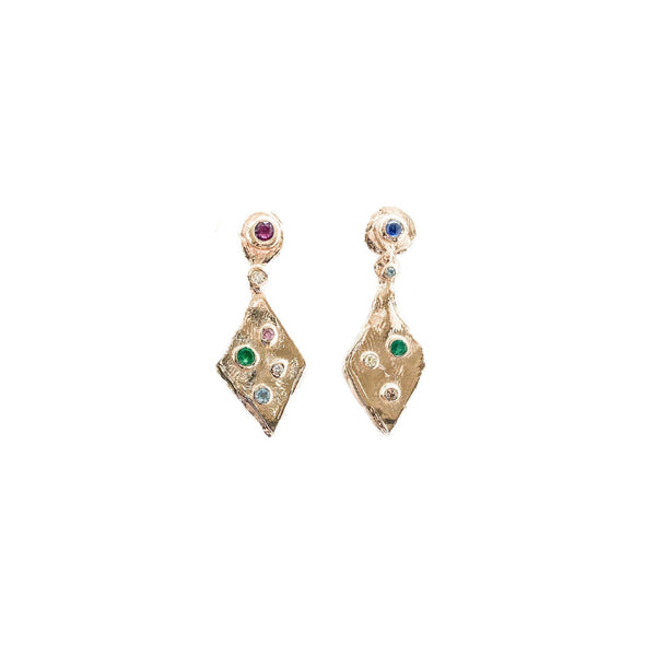 Double lucky diamond earrings