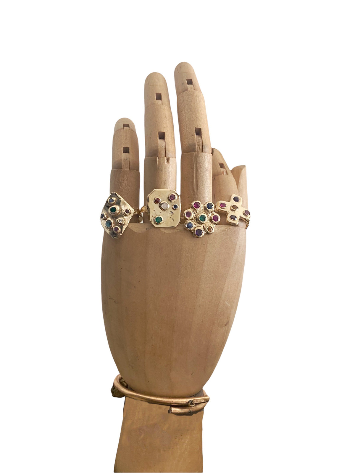 Precious cross stone ring