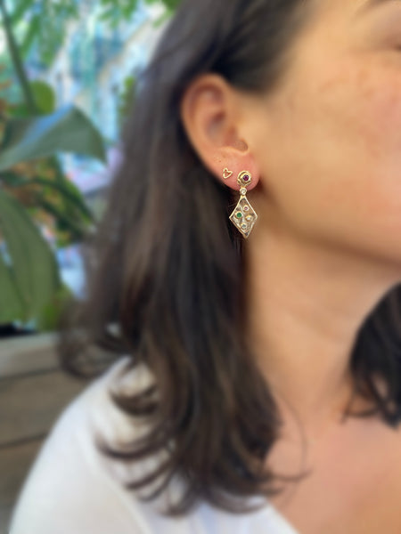 Double lucky diamond earrings