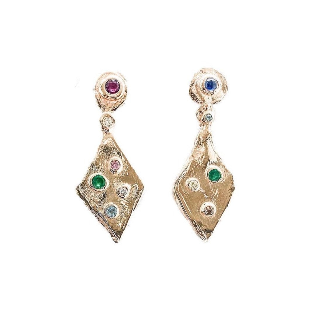 Double lucky diamond earrings